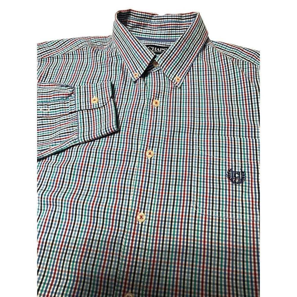 Chaps Large Stretch Long Sleeve Multicolor Men's Shirt